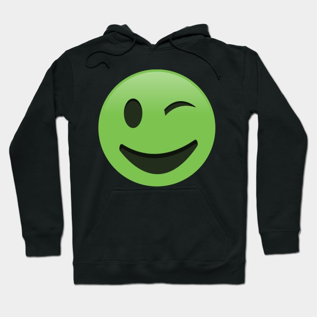 Winking Green Smilie Hoodie by nickemporium1